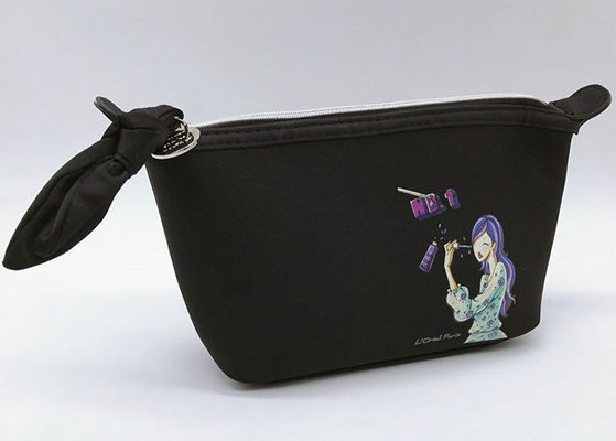 Schwarze Segeltuch-Reise-Kulturtasche/Seide Druckmuster personifizierten Reise-Kosmetiktaschen